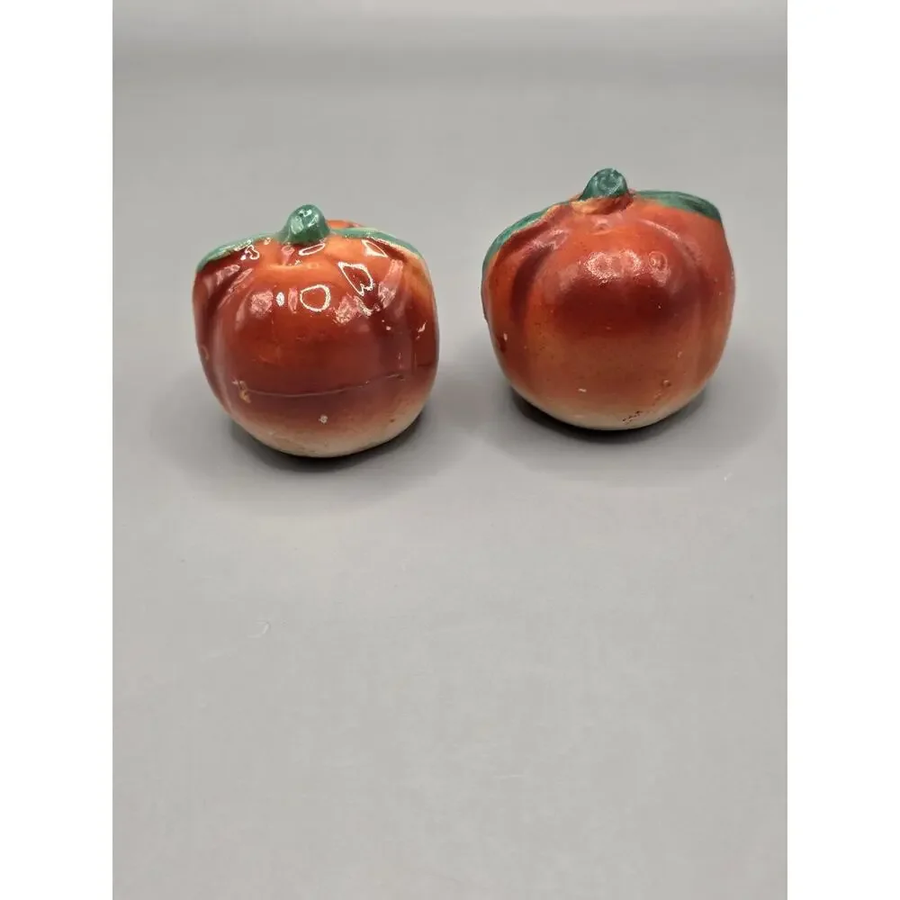 Vintage Tomato(Peach?) Salt Pepper Shakers Japan MCM-see Photos